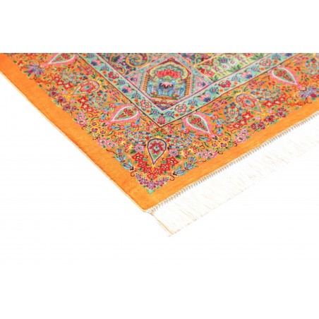 Tappeto Ghom seta Persia marrone grigio 81x121
