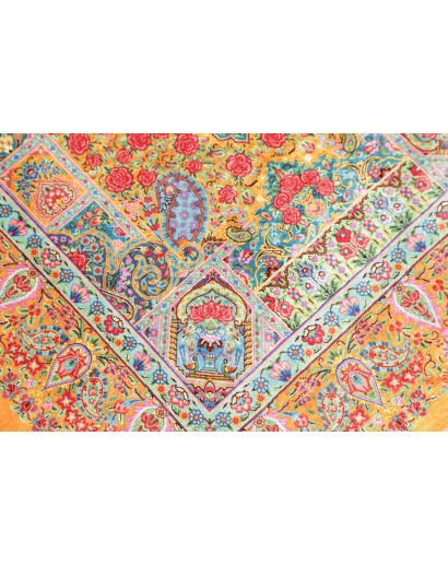 Tappeto Ghom seta Persia marrone grigio 81x121