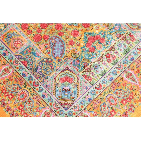 Tappeto Ghom seta Persia marrone grigio 81x121