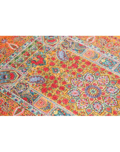 Tappeto Ghom seta Persia marrone grigio 81x121