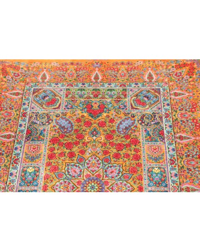 Tappeto Ghom seta Persia marrone grigio 81x121