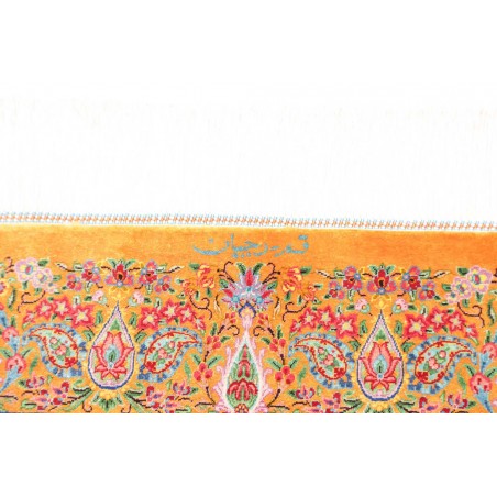Tappeto Ghom seta Persia marrone grigio 81x121