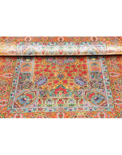 Tappeto Ghom seta Persia marrone grigio 81x121
