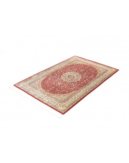 Tappeto Ghom seta Persia beige grigio 103x144