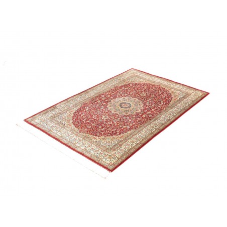 Tappeto Ghom seta Persia beige grigio 103x144