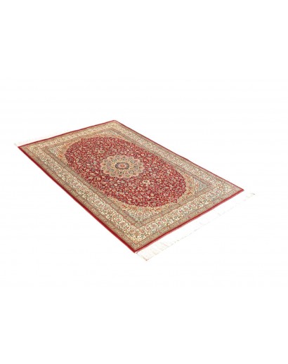 Tappeto Ghom seta Persia beige grigio 103x144