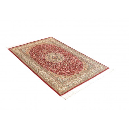 Tappeto Ghom seta Persia beige grigio 103x144