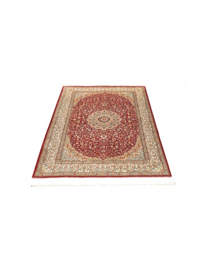 Tappeto Ghom seta Persia beige grigio 103x144