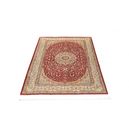 Tappeto Ghom seta Persia beige grigio 103x144