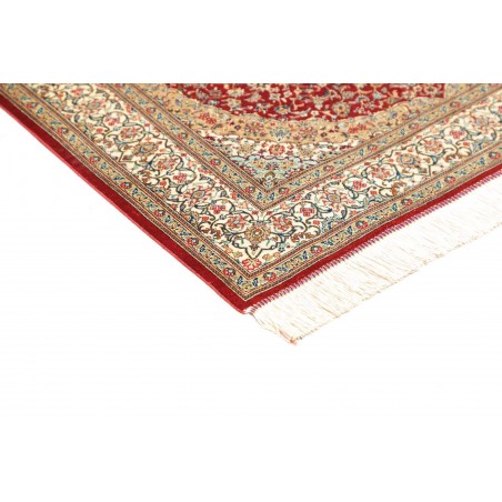 Tappeto Ghom seta Persia beige grigio 103x144