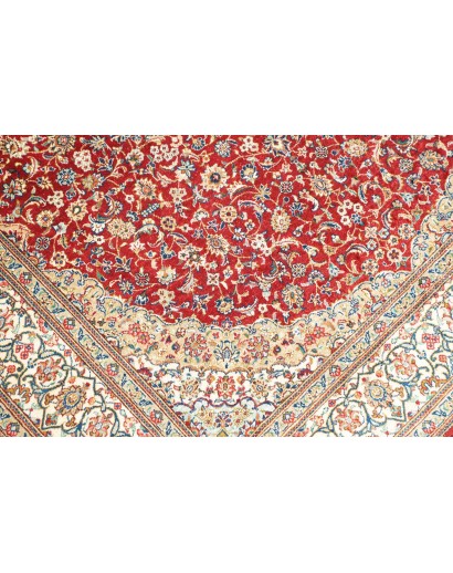 Tappeto Ghom seta Persia beige grigio 103x144