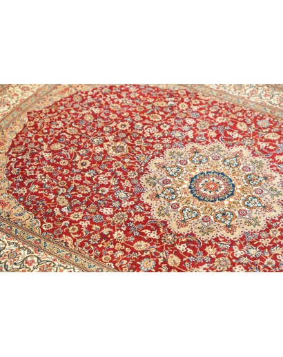 Tappeto Ghom seta Persia beige grigio 103x144