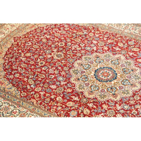 Tappeto Ghom seta Persia beige grigio 103x144