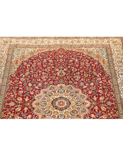 Tappeto Ghom seta Persia beige grigio 103x144