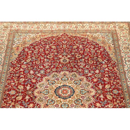 Tappeto Ghom seta Persia beige grigio 103x144
