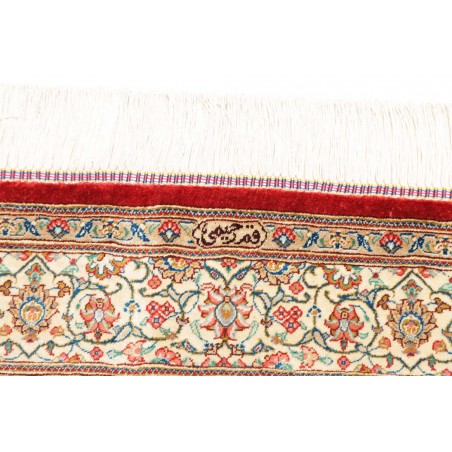Tappeto Ghom seta Persia beige grigio 103x144