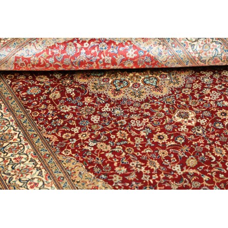Tappeto Ghom seta Persia beige grigio 103x144