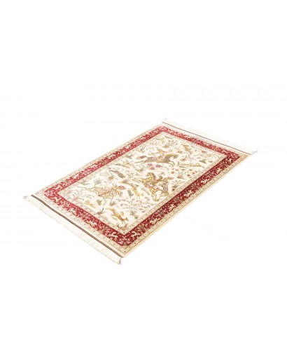Tappeto Ghom seta Persia giallo marrone 74x114