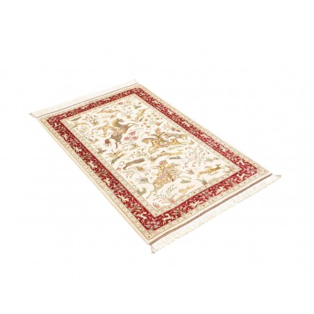 Tappeto Ghom seta Persia giallo marrone 74x114