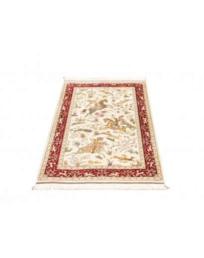 Tappeto Ghom seta Persia giallo marrone 74x114