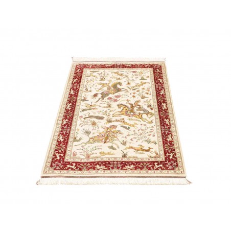 Tappeto Ghom seta Persia giallo marrone 74x114