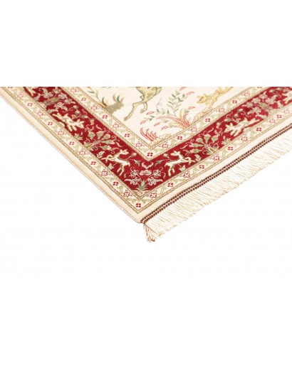Tappeto Ghom seta Persia giallo marrone 74x114