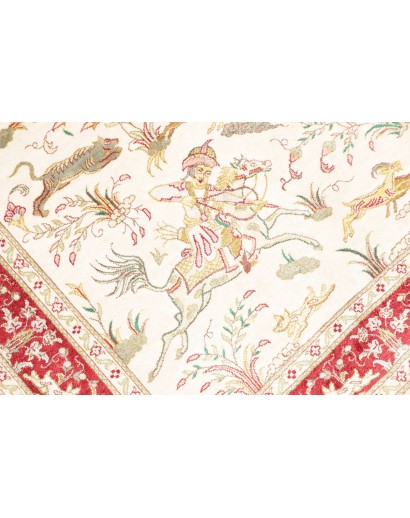 Tappeto Ghom seta Persia giallo marrone 74x114