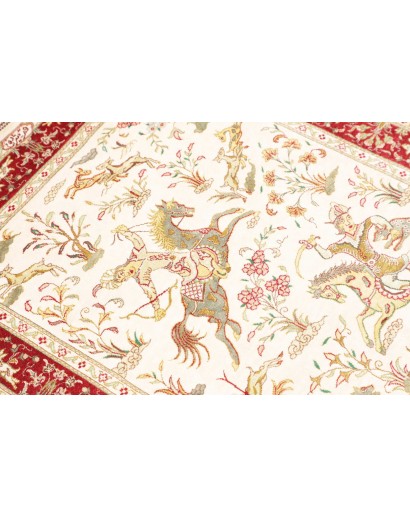 Tappeto Ghom seta Persia giallo marrone 74x114