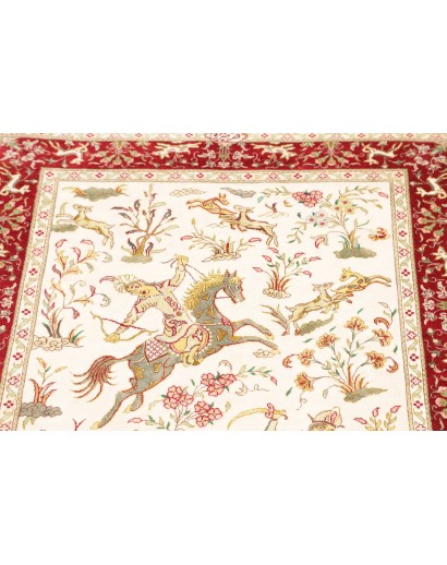 Tappeto Ghom seta Persia giallo marrone 74x114