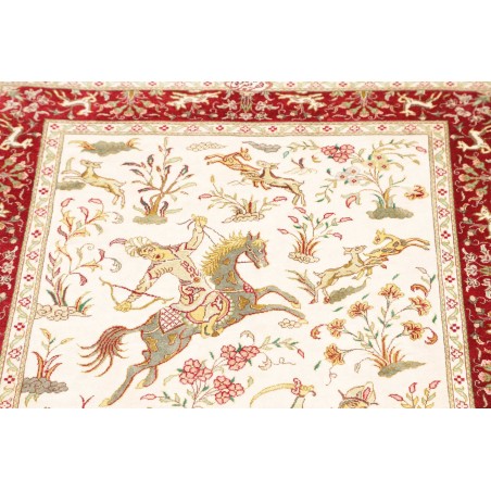 Tappeto Ghom seta Persia giallo marrone 74x114