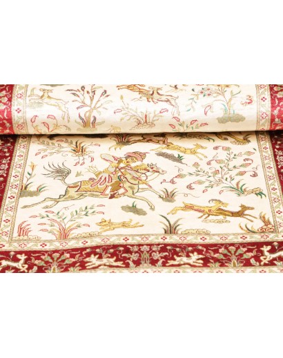 Tappeto Ghom seta Persia giallo marrone 74x114