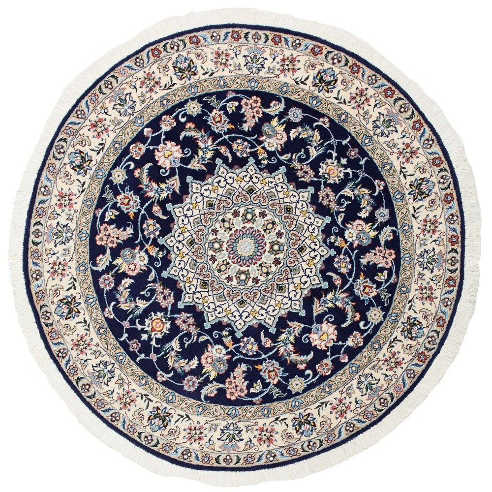 Tappeto Nain 9La Persia bianco azzurro 150x150 Tappeto Nain 9La Persia bianco azzurro 150x150