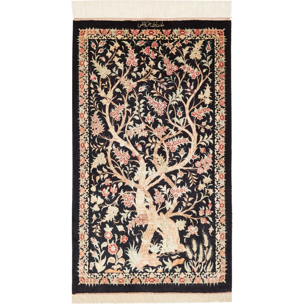 Tappeto Ghom seta Persia grigio 60x101