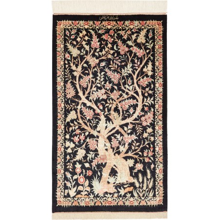 Tappeto Ghom seta Persia grigio 60x101