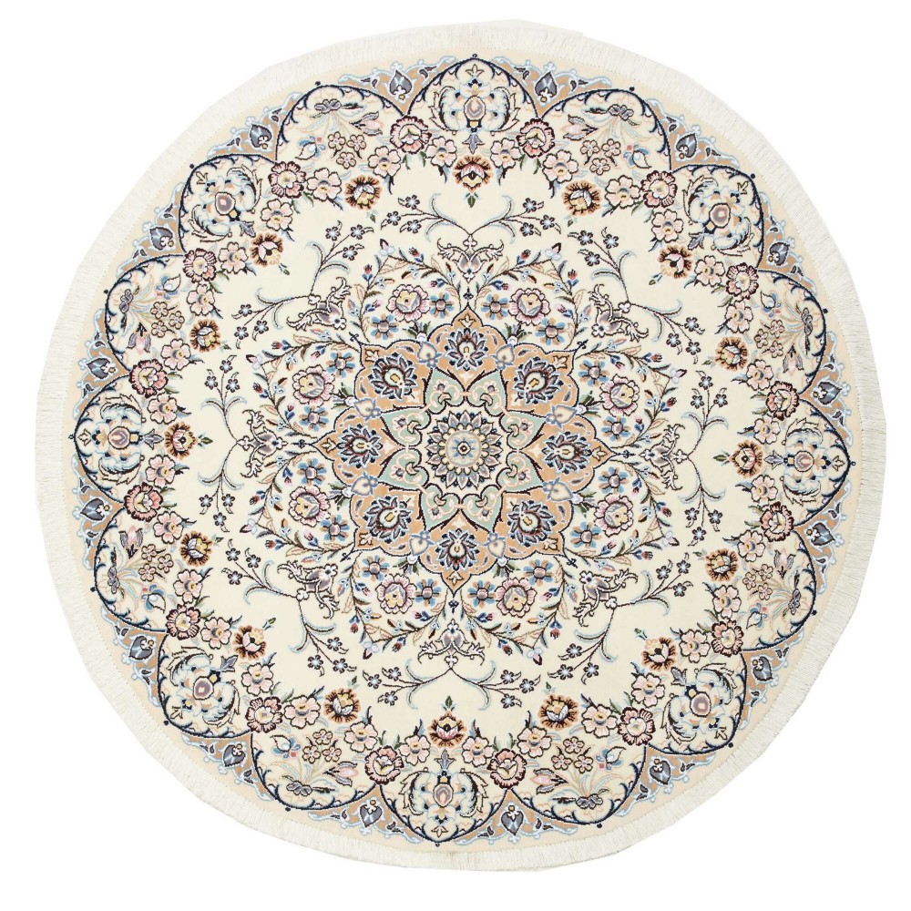 Tappeto Nain 9La Persia bianco grigio 150x150 Tappeto Nain 9La Persia bianco grigio 150x150