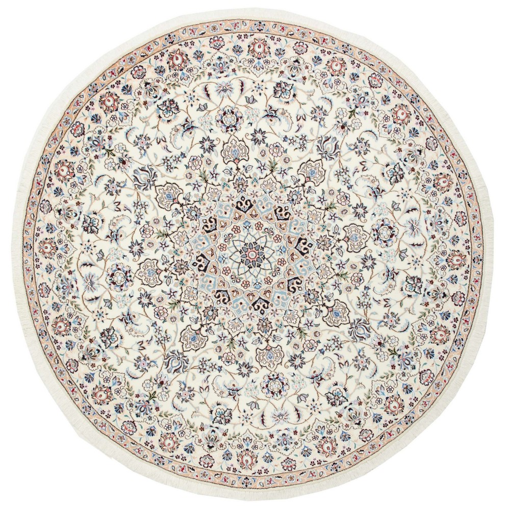 Tappeto Nain 9La Persia bianco grigio 200x200 Tappeto Nain 9La Persia bianco grigio 200x200