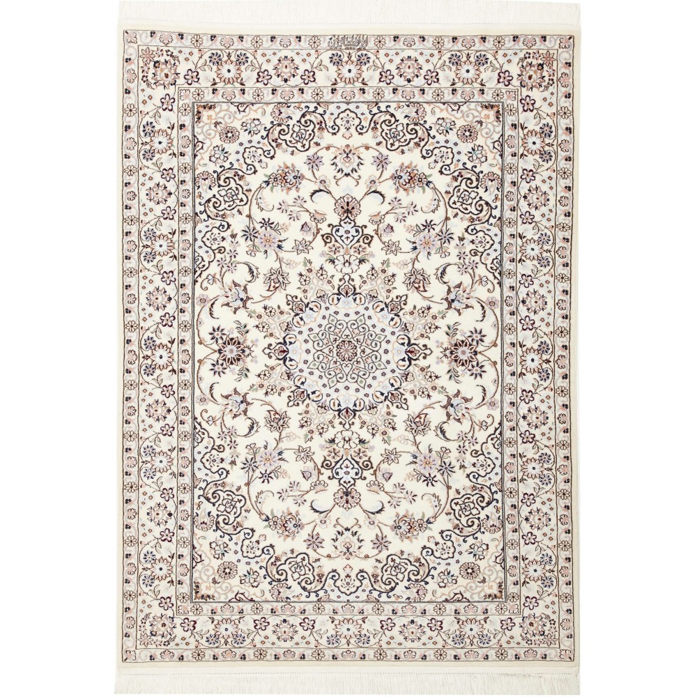 Tappeto Nain 6La Persia bianco marrone 105x146 Tappeto Nain 6La Persia bianco marrone 105x146