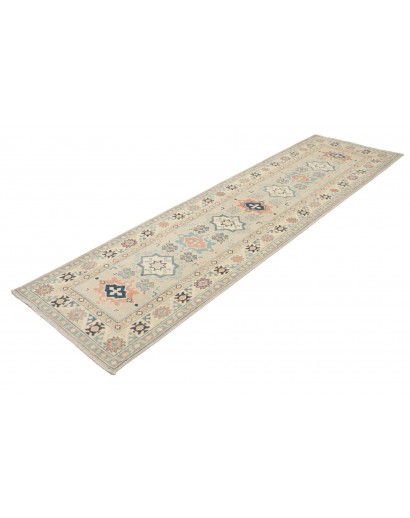 Tappeto Kazak Afghanistan bianco azzurro 83x294