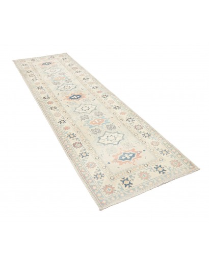 Tappeto Kazak Afghanistan bianco azzurro 83x294