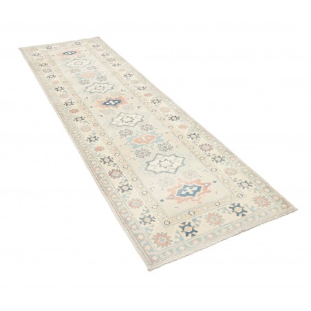 Tappeto Kazak Afghanistan bianco azzurro 83x294