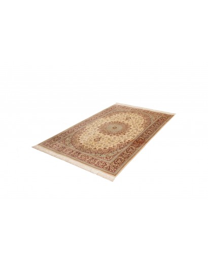 Tappeto Ghom seta Persia marrone giallo 132x200