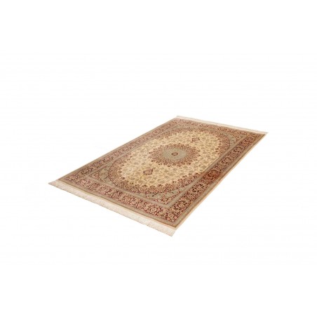 Tappeto Ghom seta Persia marrone giallo 132x200