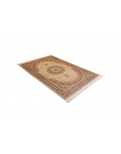 Tappeto Ghom seta Persia marrone giallo 132x200