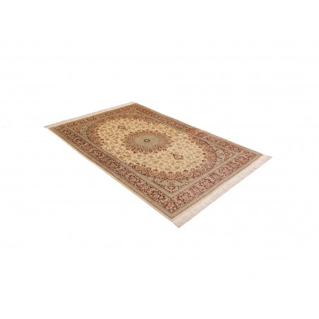 Tappeto Ghom seta Persia marrone giallo 132x200