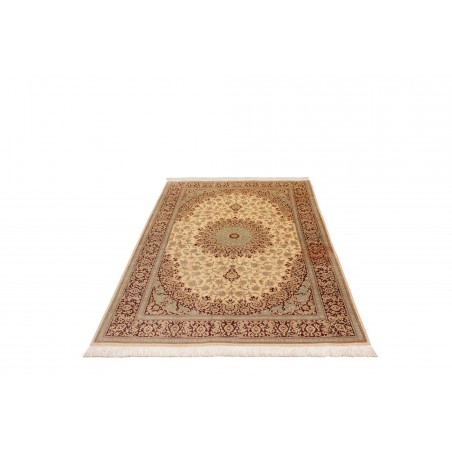 Tappeto Ghom seta Persia marrone giallo 132x200