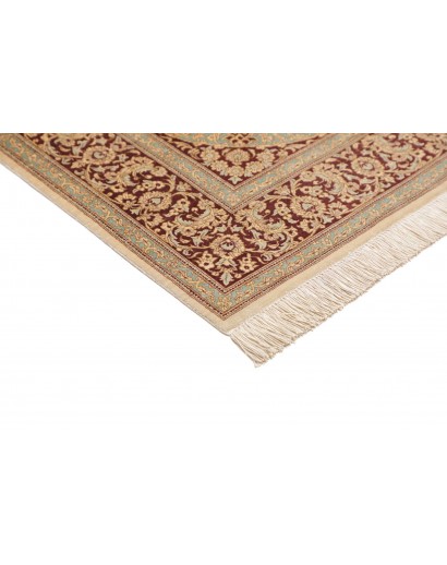 Tappeto Ghom seta Persia marrone giallo 132x200