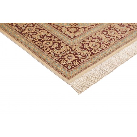 Tappeto Ghom seta Persia marrone giallo 132x200