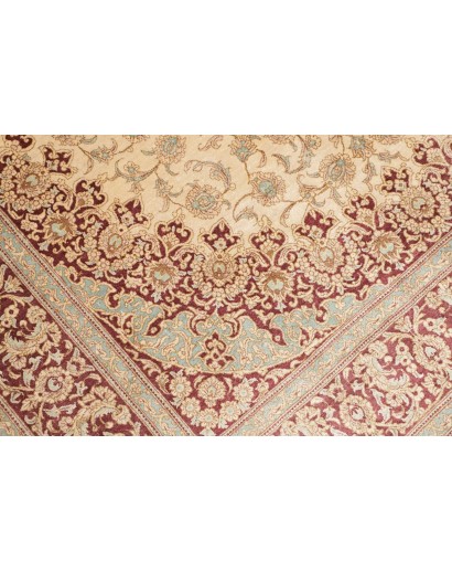 Tappeto Ghom seta Persia marrone giallo 132x200