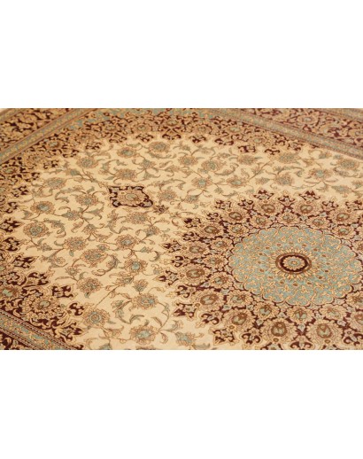 Tappeto Ghom seta Persia marrone giallo 132x200