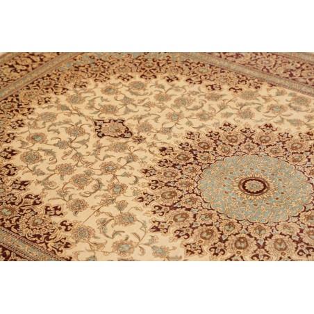 Tappeto Ghom seta Persia marrone giallo 132x200